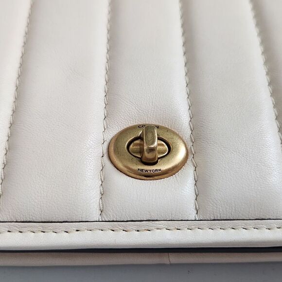 COACH Hayden Foldover Quilted Crossbody Clutch Bag in Chalk/Cream - Picture 7 of 13